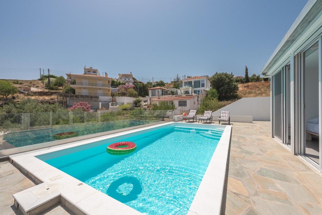 Villa Luna Private Heated Hydro Pool Bbq Beach 4Min Agia Marina Mikrolimanou Eksteriør bilde